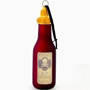 Spooky Glass "R.I.P. Poison" Ornament 5.25" Halloween & Christmas Decor